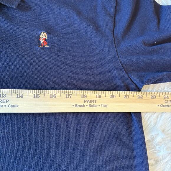 Disney Parks Polo Shirt Mens M Cotton Blend Knit Embroidered Grumpy Dwarf Blue - Picture 7 of 9